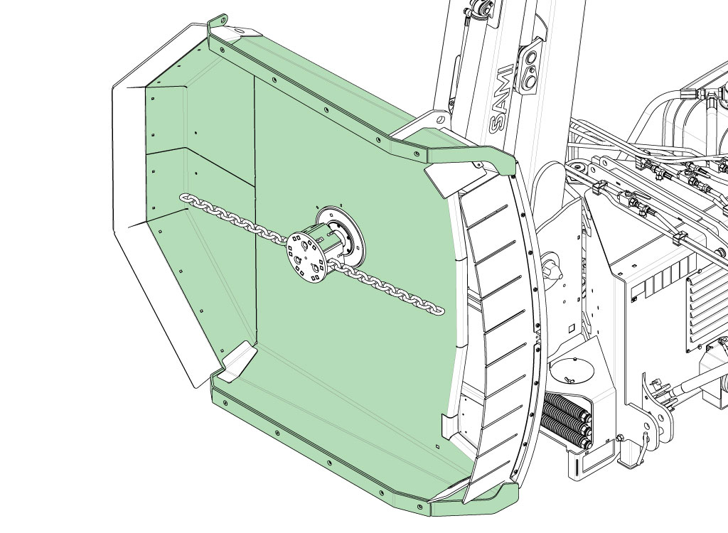 Kättingröjare HCM-1700 – arbetsytor och glidskor i Hardox® 500 Tuf