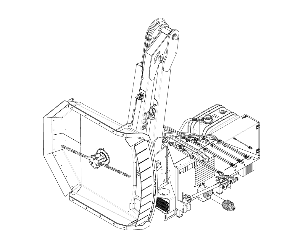 Hydraulisk kättingröjare HCM-1700, ritning